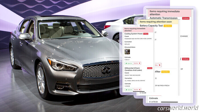 Infin 8K Infiniti proprietario va per il cambio dell'olio, lascia con Repair 5.000 riparazione preventivo / Carscoops